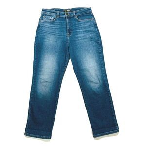 Lee Relaxed Fit Straight Leg High Rise Mom Jeans Stretch Faded Dark 12 (32) NWOT